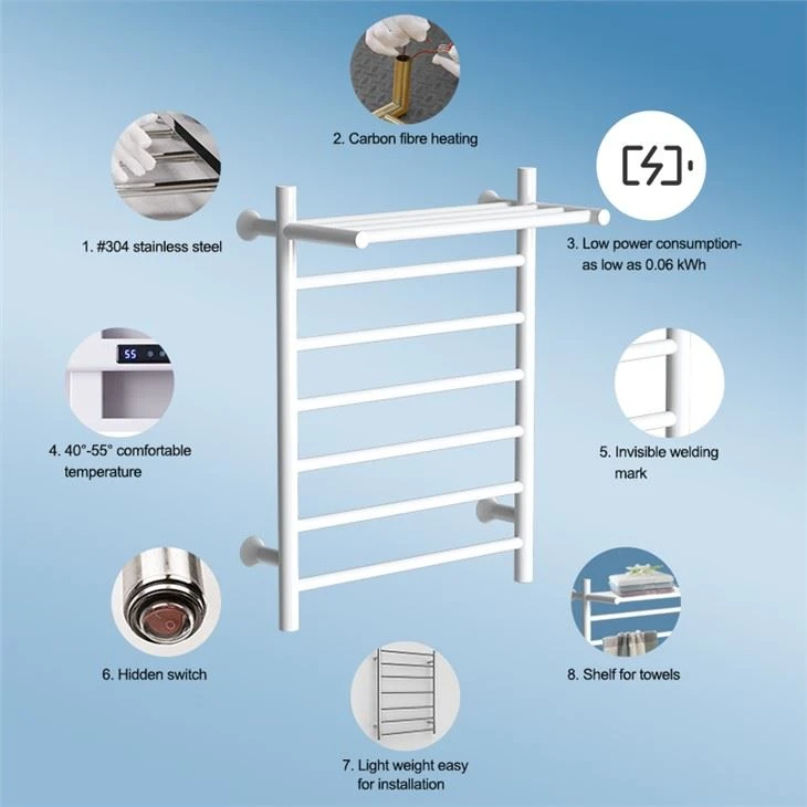 White Electric Towel Rail With Thermostat